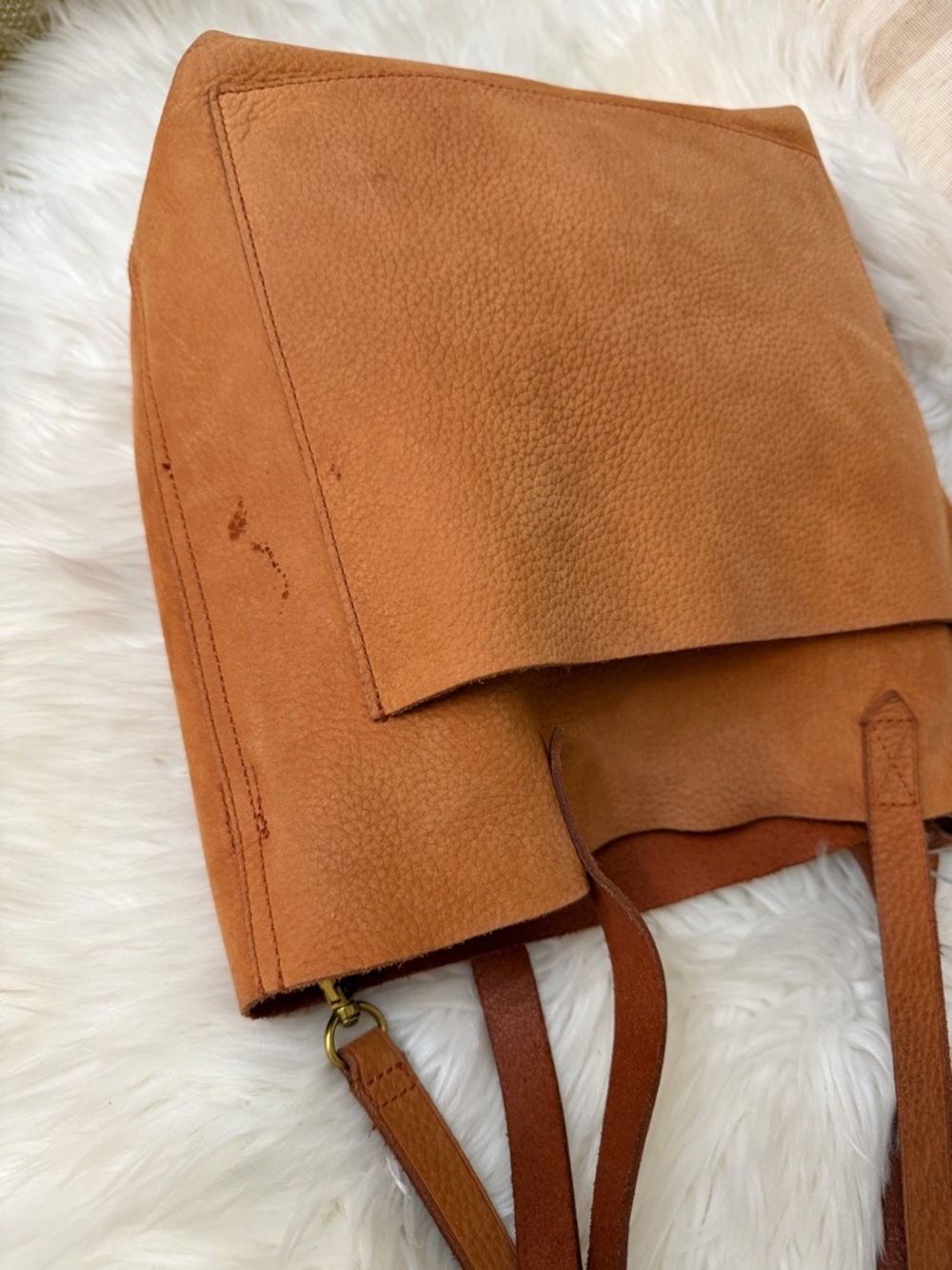 Madewell Cognac Leather Tote with Front Pocket - Picture 6 of 12